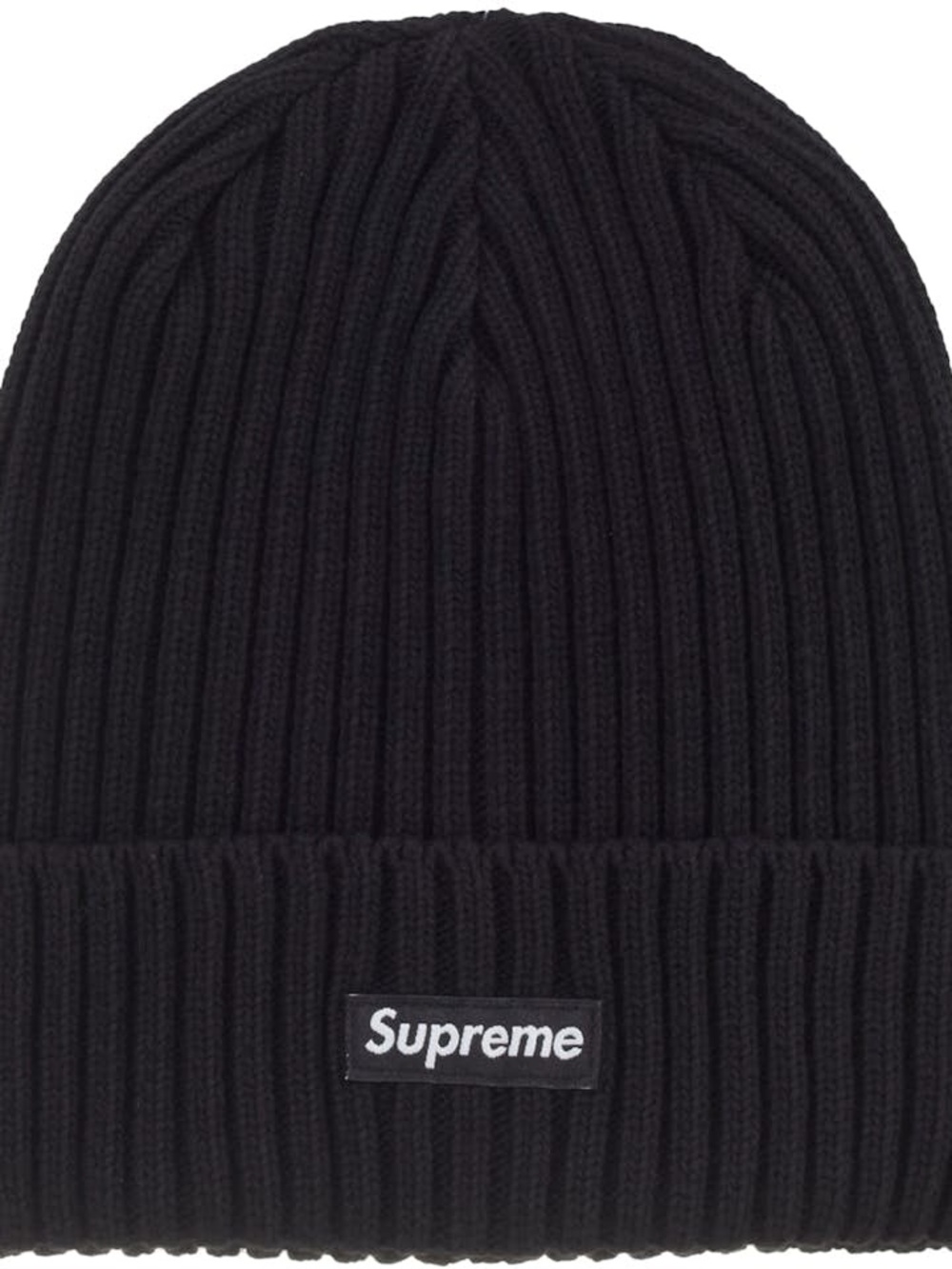 Supreme Black Ribbed Knit Beanie